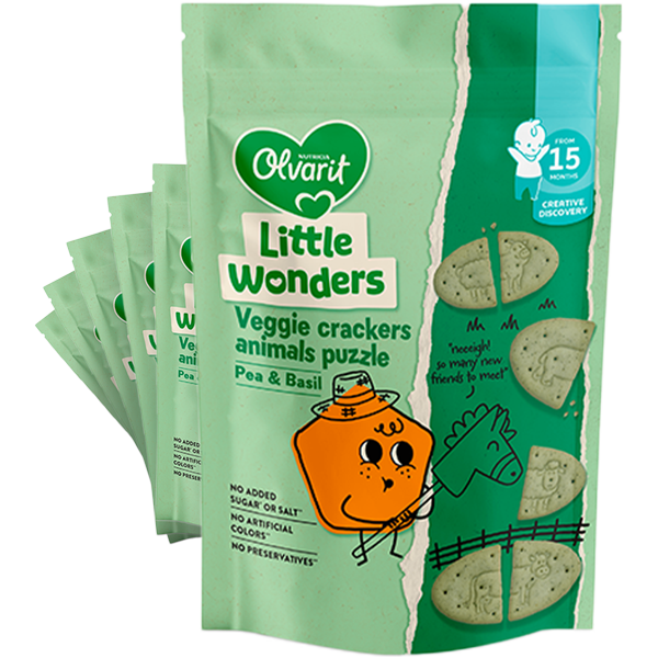 6st Olvarit Little Wonders Veggie Crackers Pea & Basil 15M+ 105g
